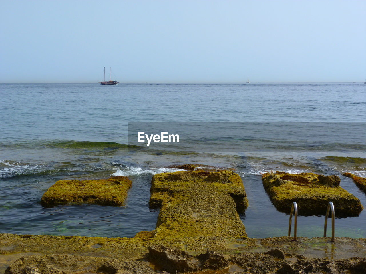 Scenic view of sea against clear sky