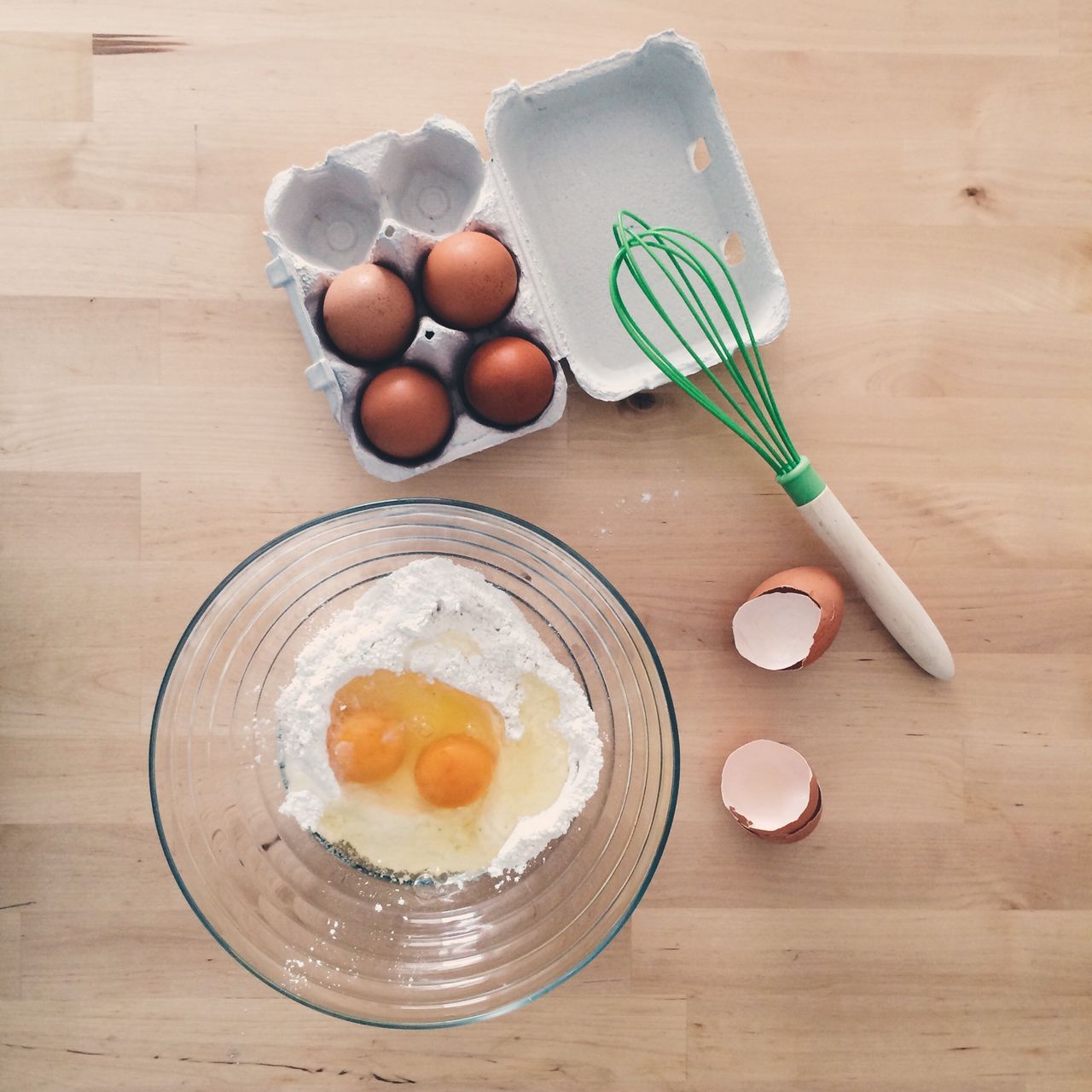 High angle view of eggs