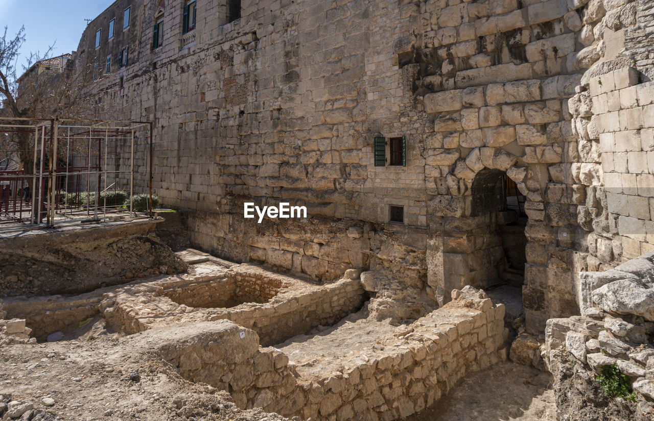 Excavations by the external walls of the diocletian's palace in split, croatia