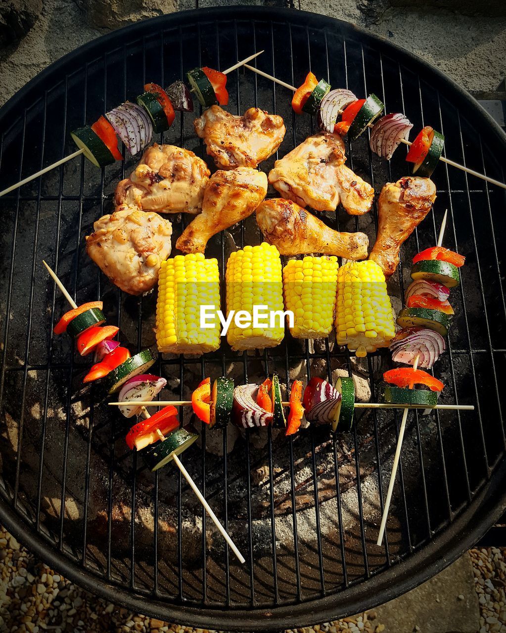 Close-up of meat on barbecue grill