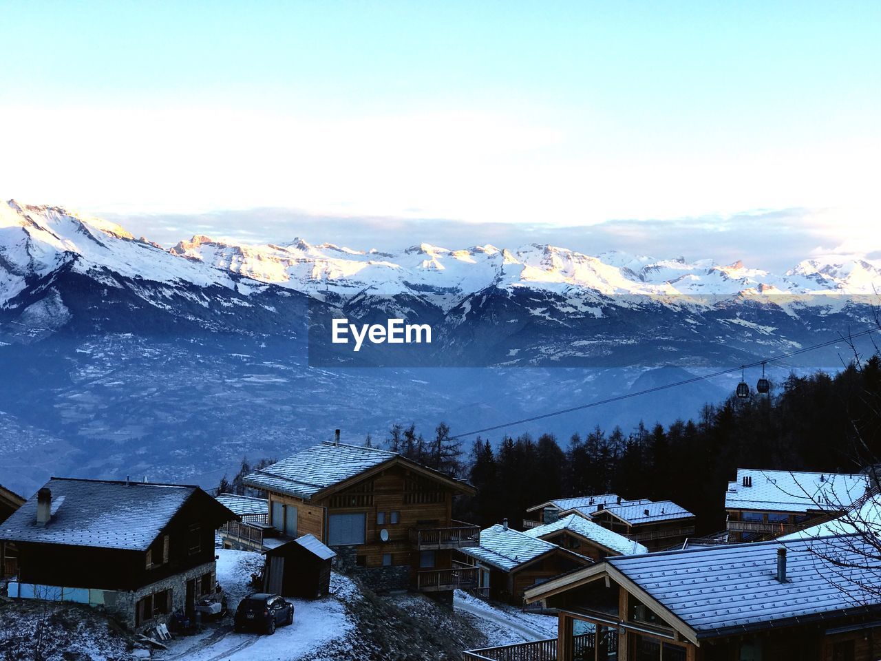 HOUSES IN VILLAGE DURING WINTER