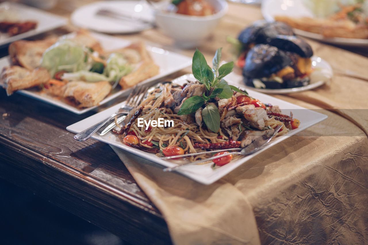 Close-up of meal served in plate