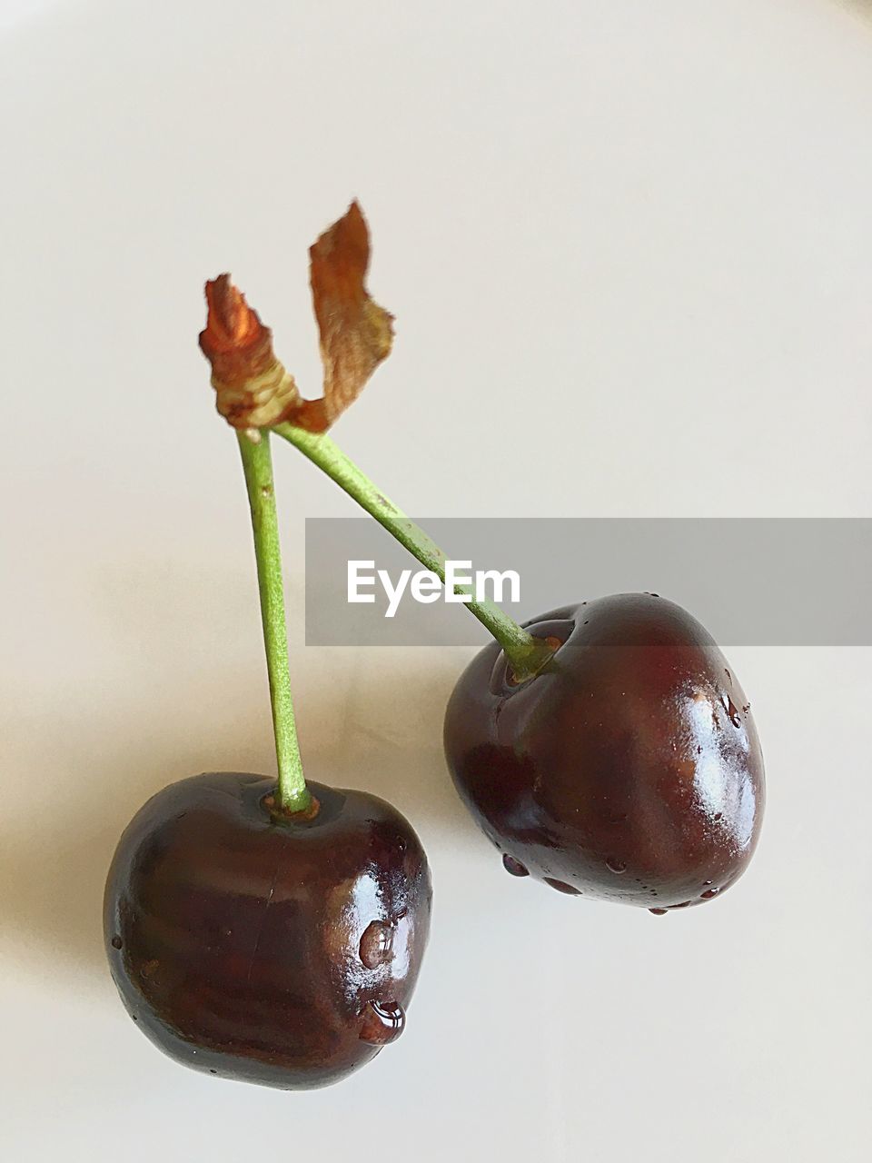 Close-up of cherry against white background