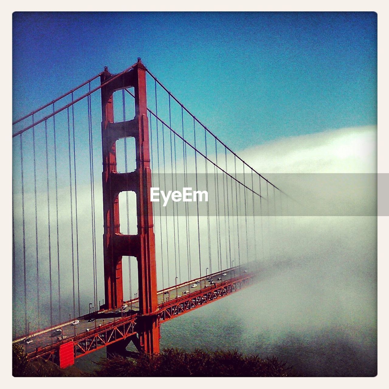 Cross sea bridge against the sky