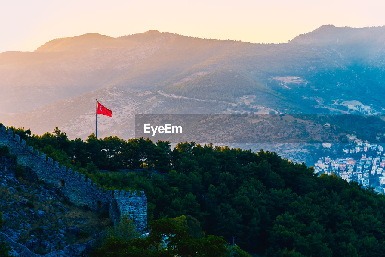 Scenic view of mountains against clear sky