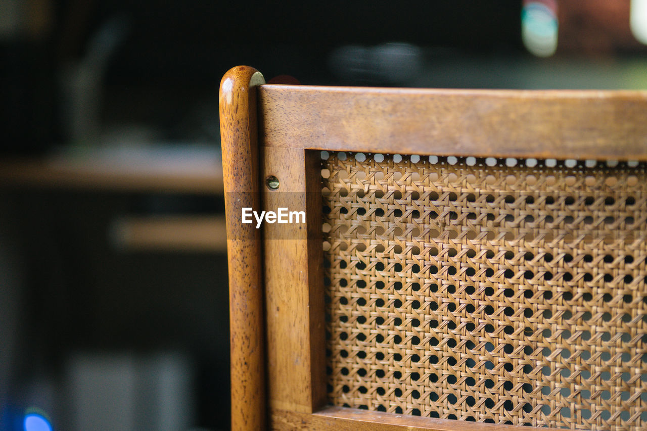 Close-up of wooden chair