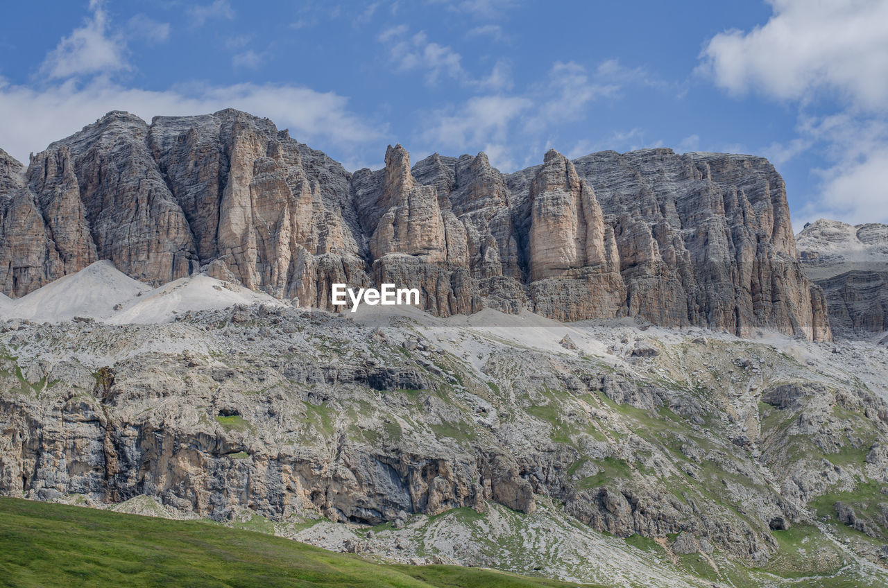 Panoramic view of rocky mountains against sky