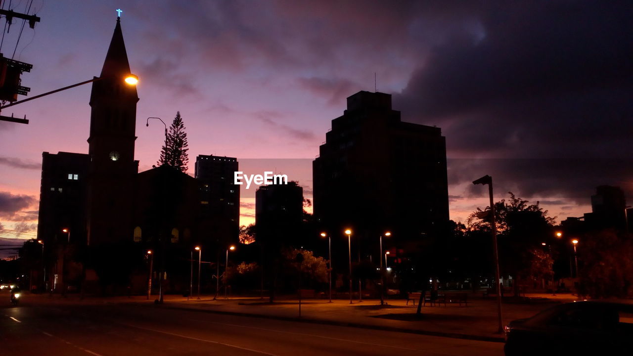 CITY LIT UP AT DUSK