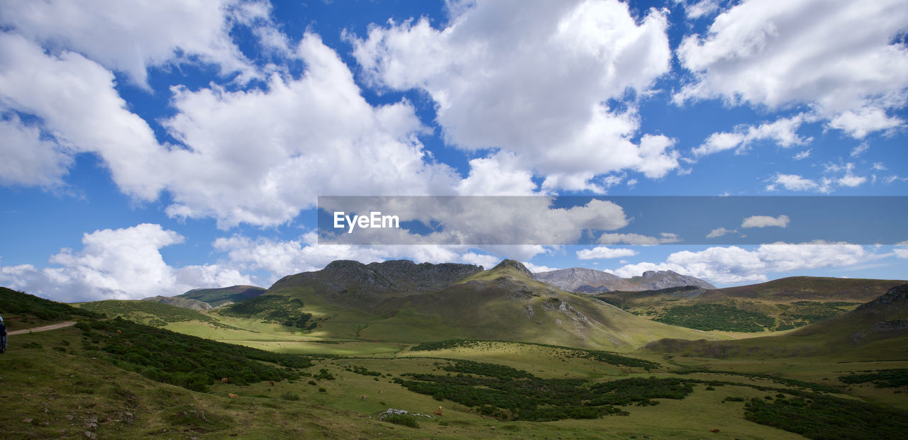 PANORAMIC VIEW OF LANDSCAPE AND MOUNTAINS AGAINST SKY