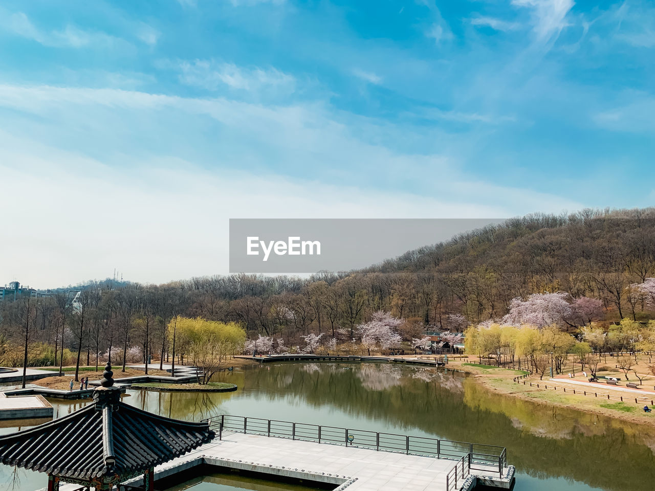 Scenic view of lake against sky