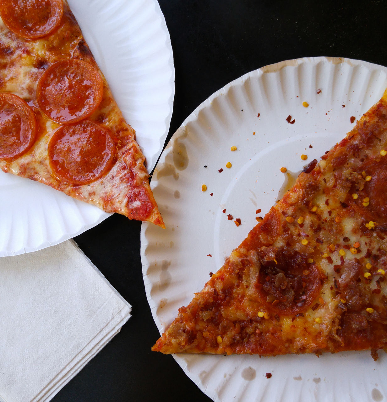 High angle view of pizzas in plate on table