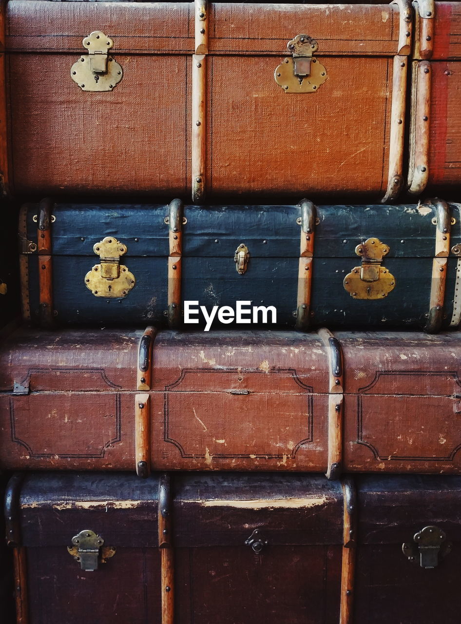 Full frame shot of old suitcase