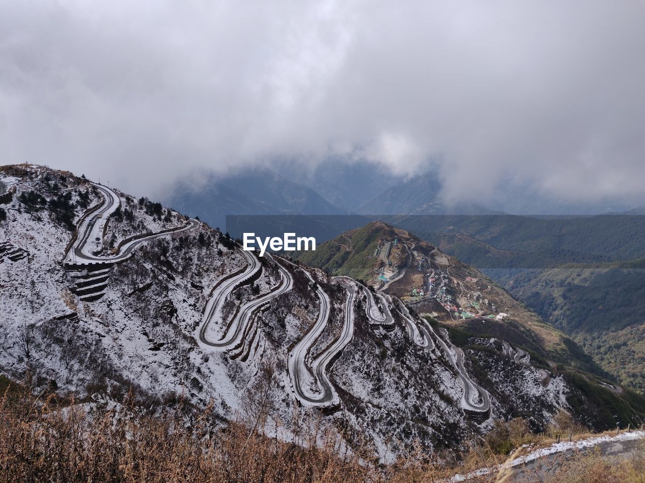 Scenic view of mountains against sky