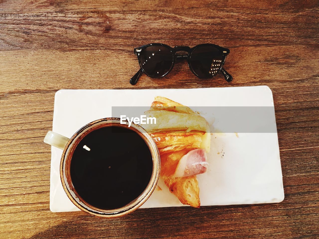 High angle view of breakfast served on table