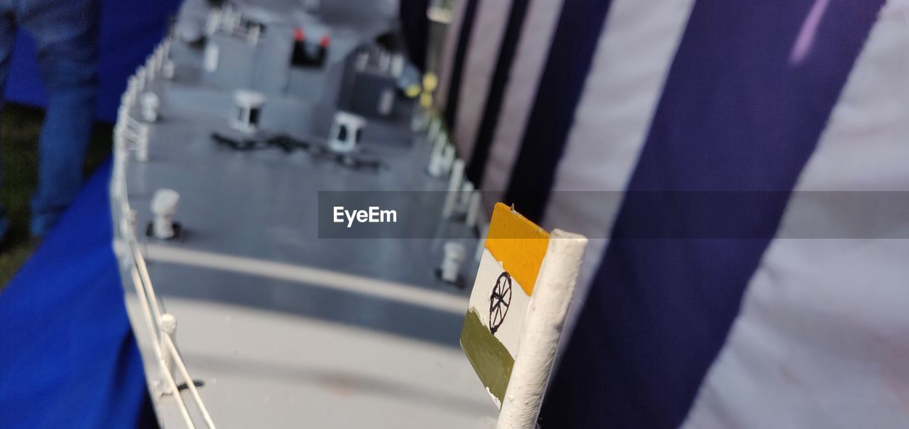 Close-up of indian flag on table