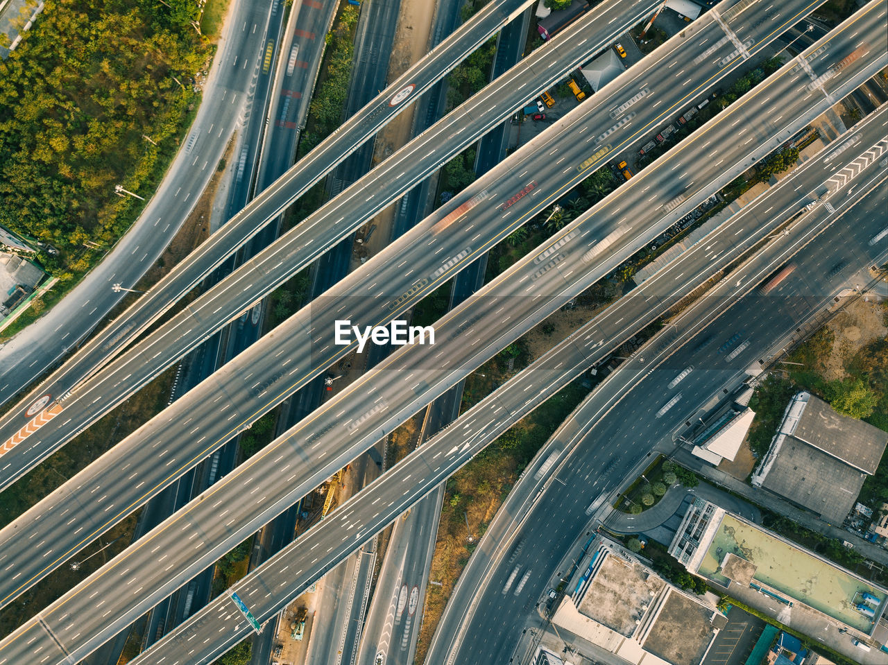 Aerial view of elevated road in city