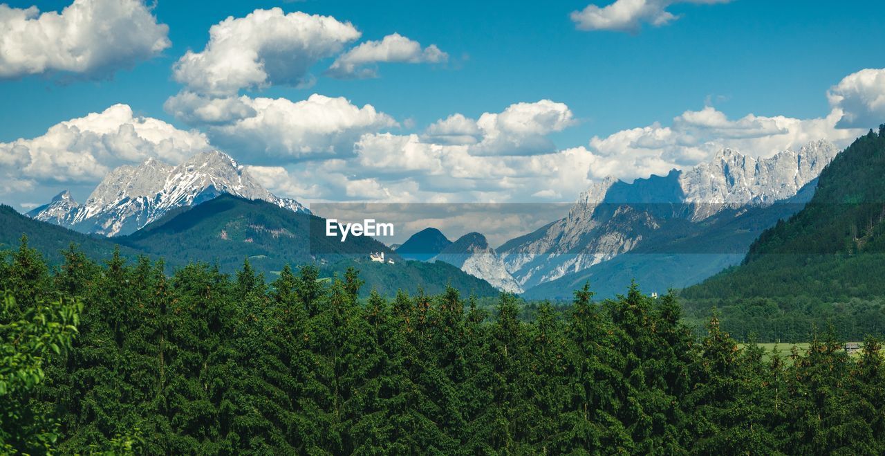 Panoramic view of mountains against sky