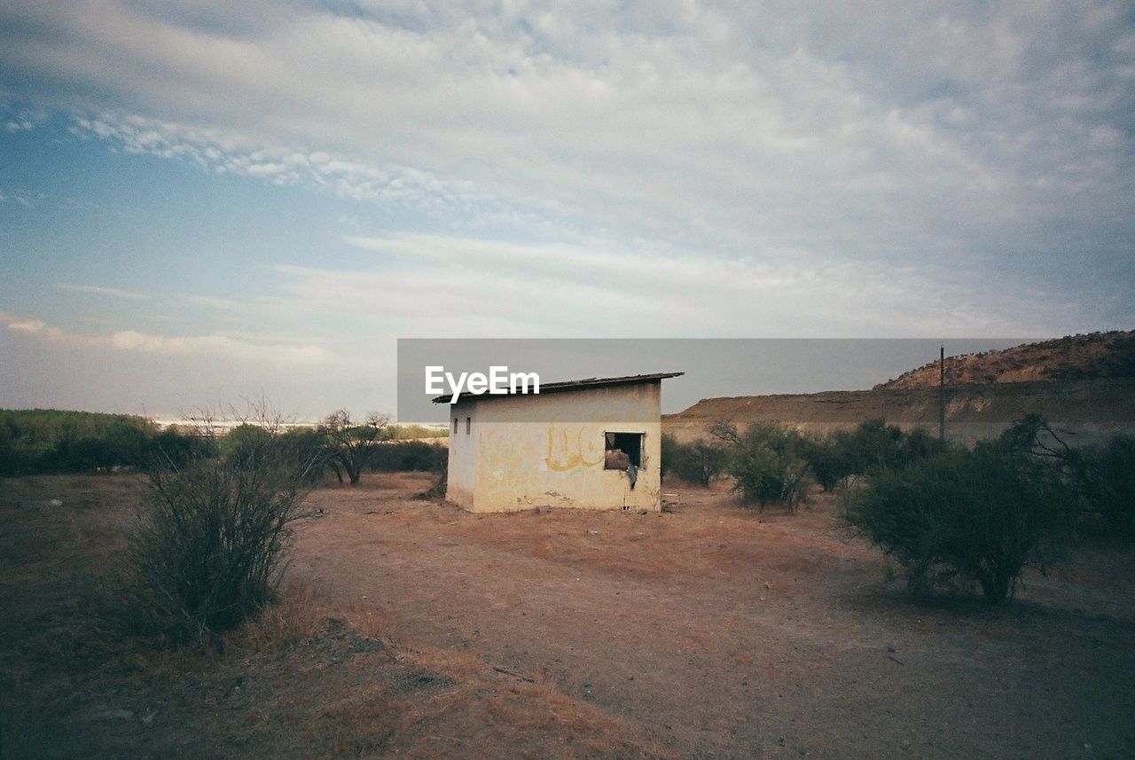 Old abandoned hut in desert