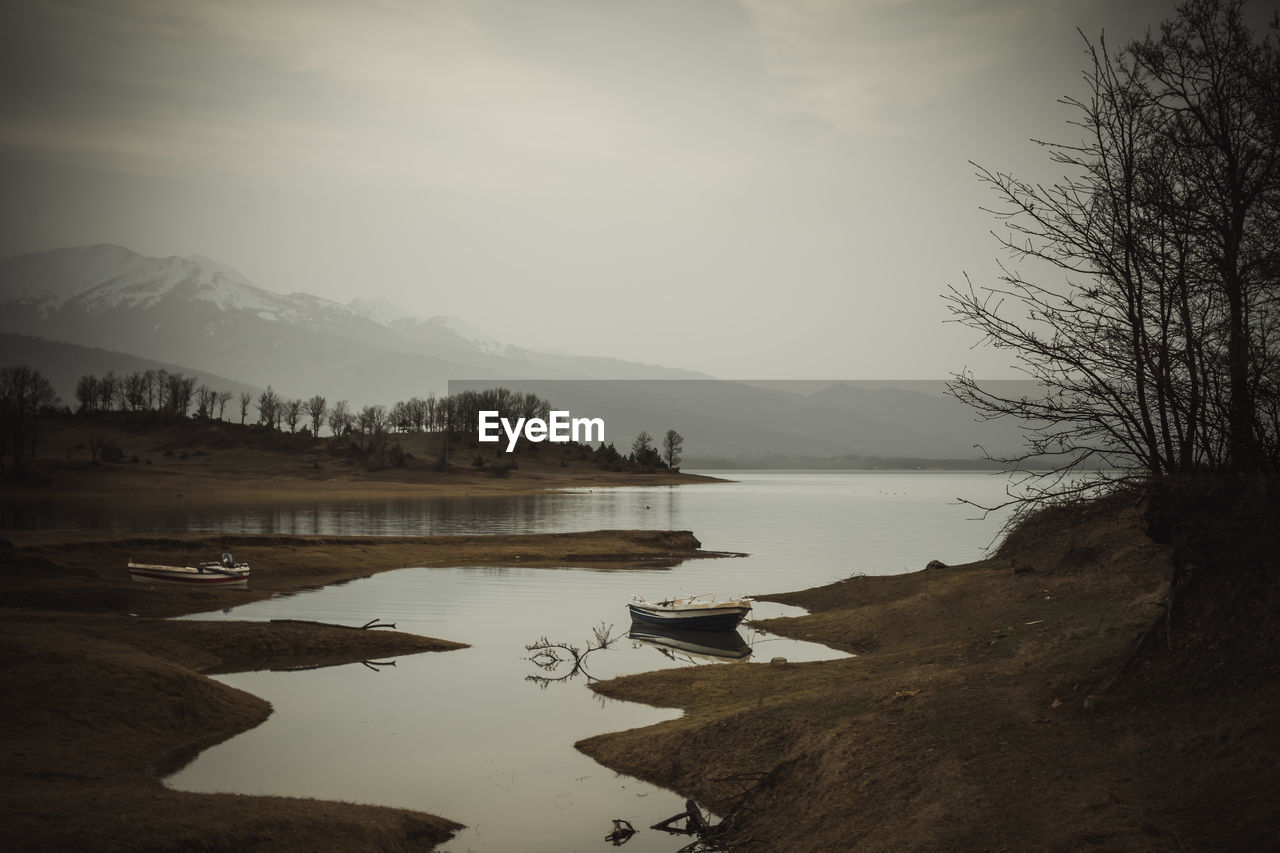 Scenic view of lake against sky