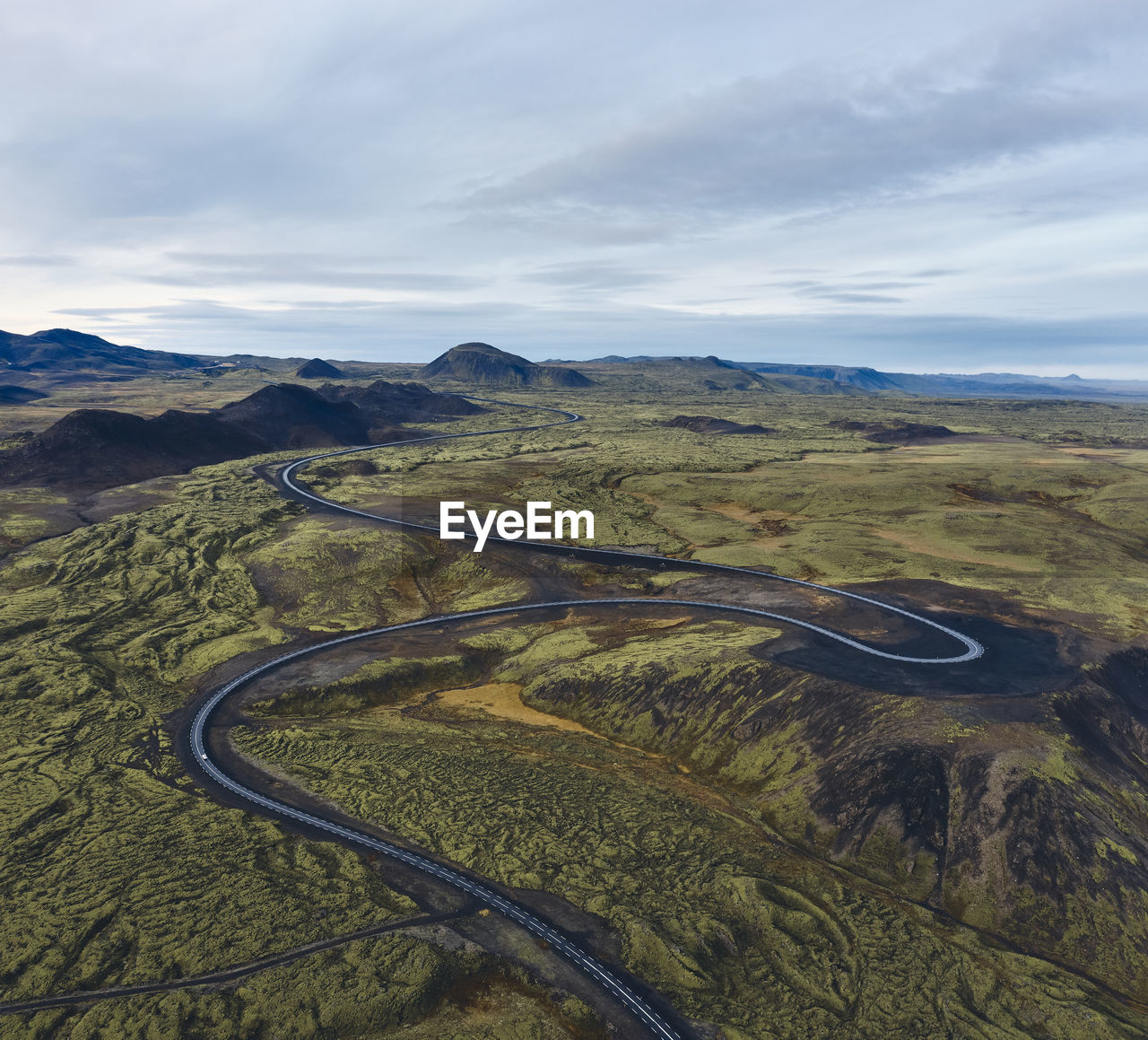 Winding road through mountainous terrain