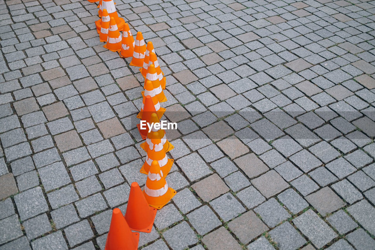 Traffic cone for road works.