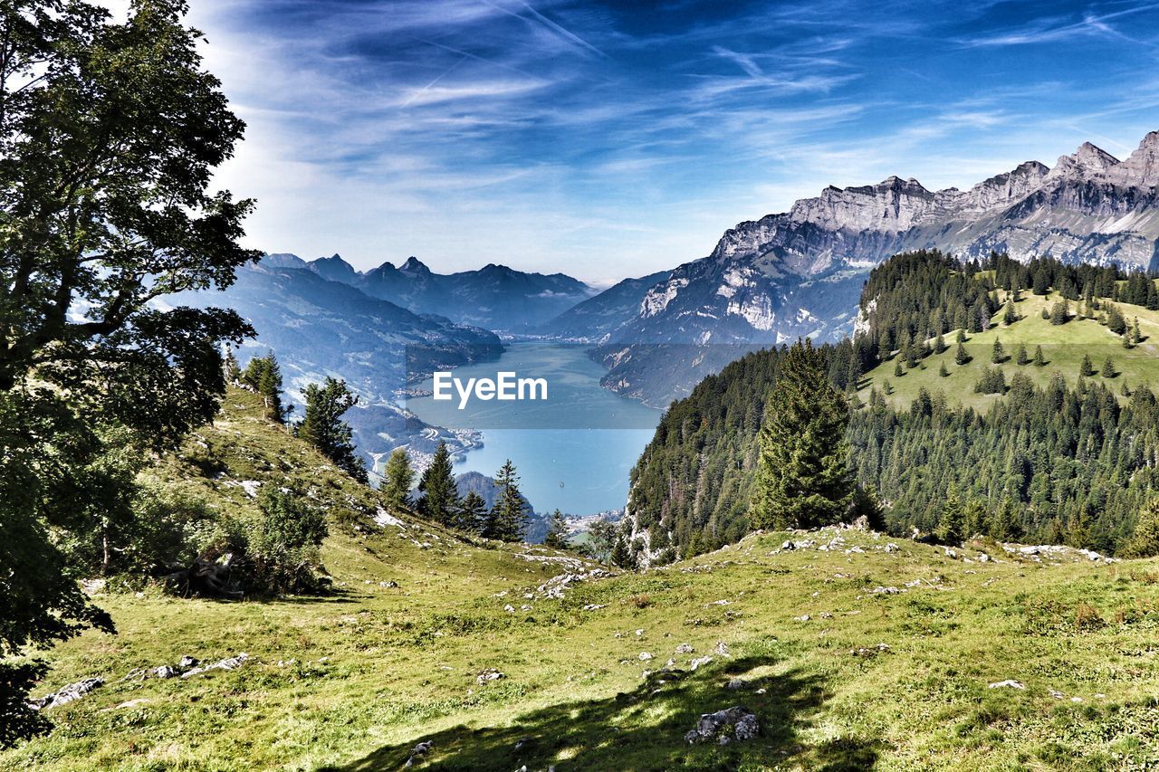 Scenic view of mountains against sky