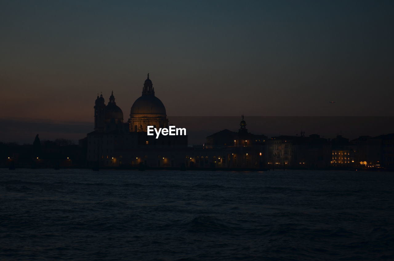 View of illuminated city at night