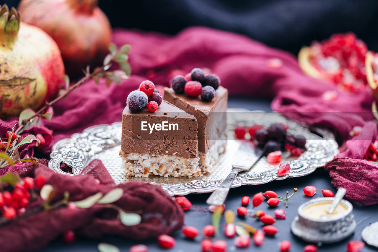 CLOSE-UP OF CHOCOLATE CAKE