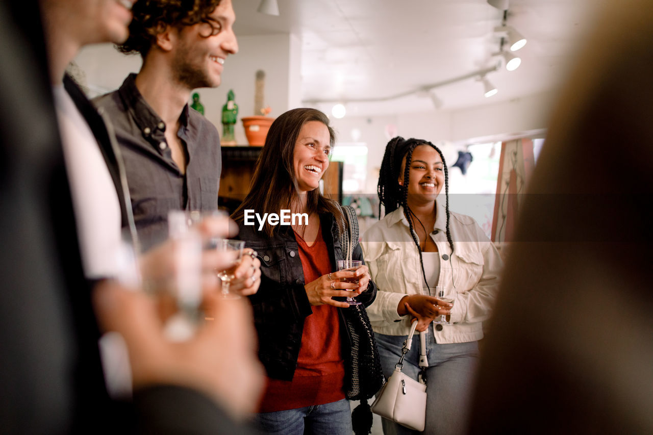 Smiling customers at fashion store