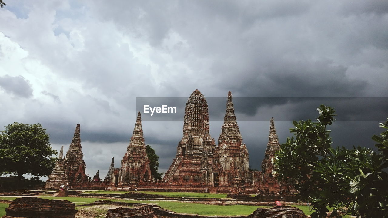 Panoramic view of temple against cloudy sky