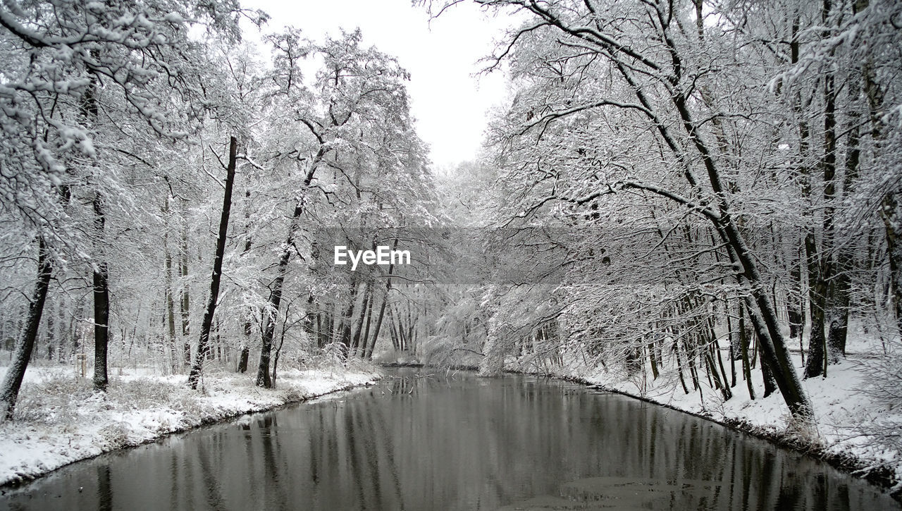 SCENIC VIEW OF FROZEN LAKE IN WINTER