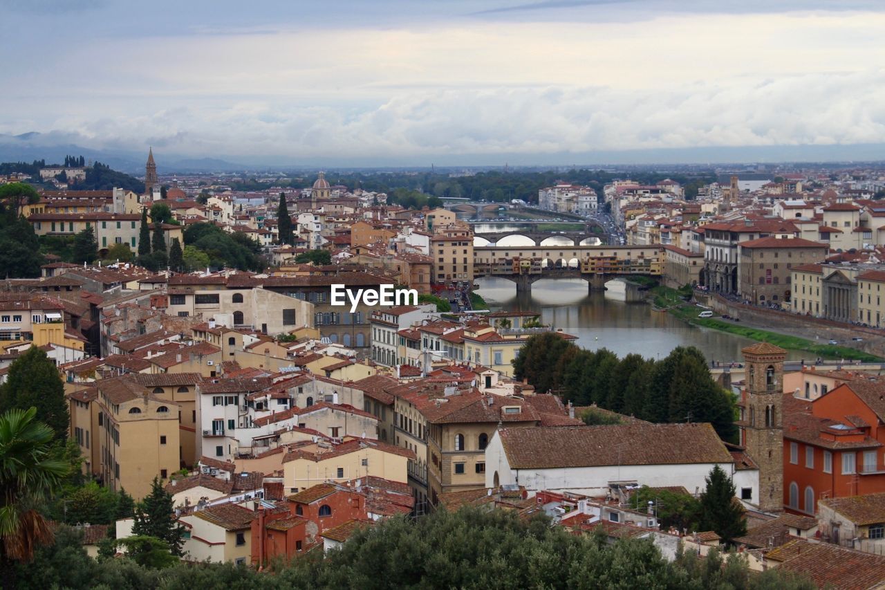 High angle view of townscape against sky