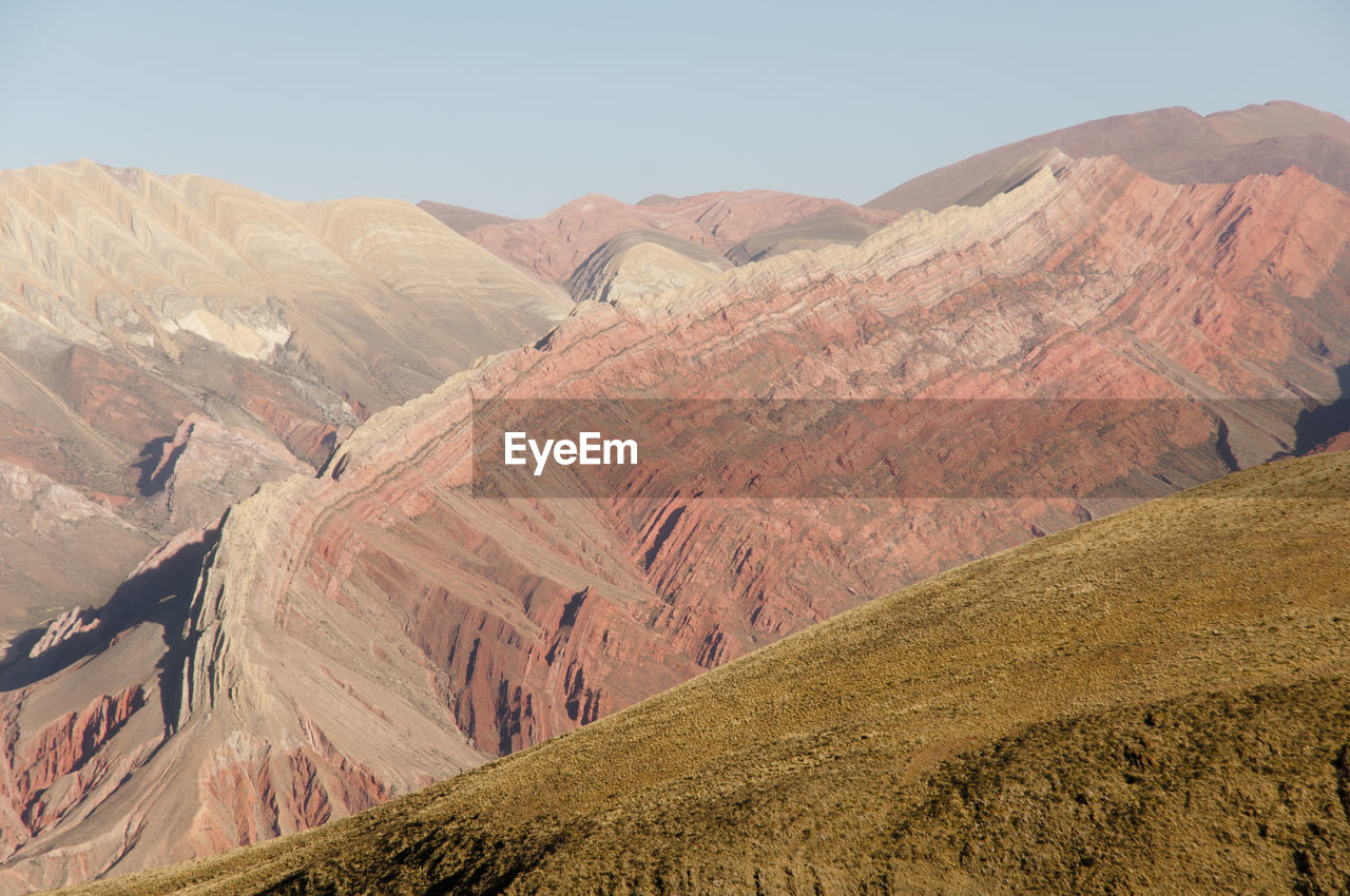 Scenic view of mountains against clear sky