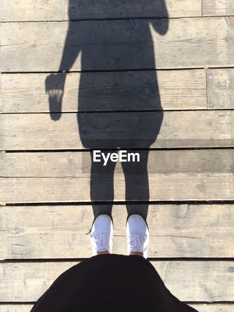 Low section of woman standing on deck