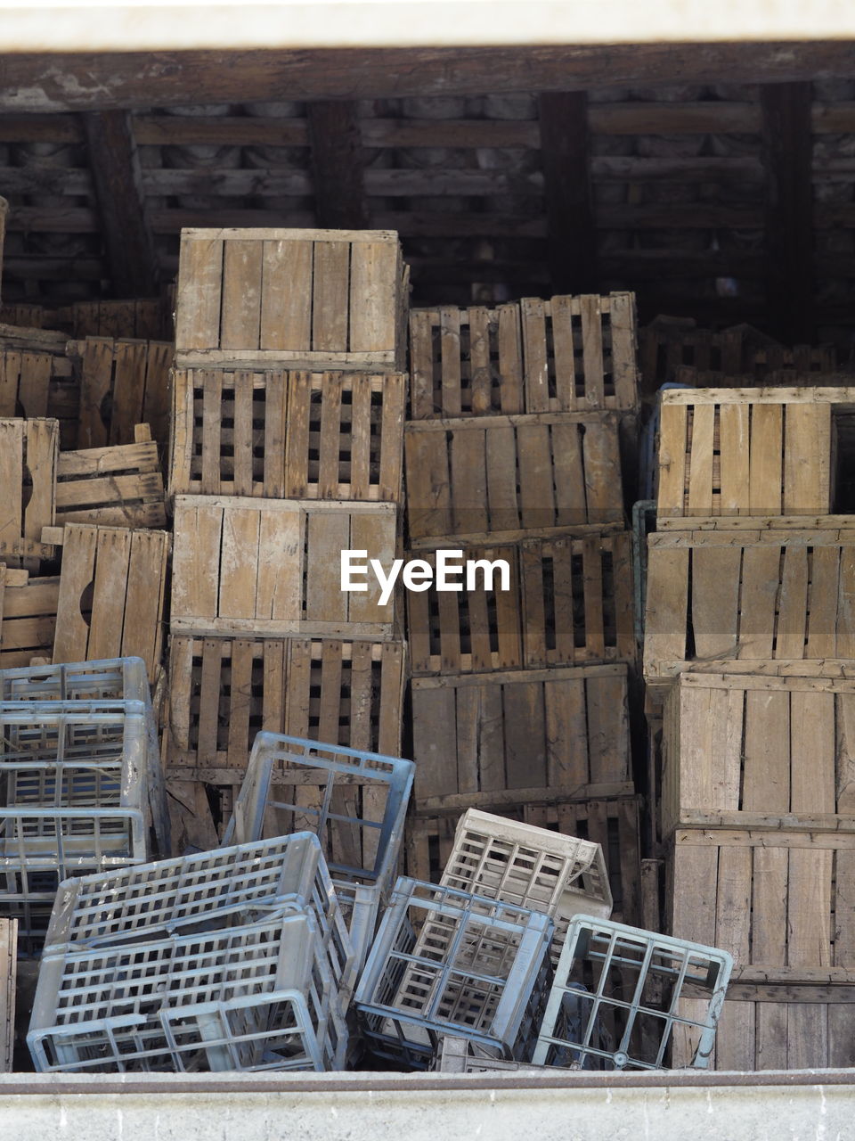 HIGH ANGLE VIEW OF STACK OF FIREWOOD