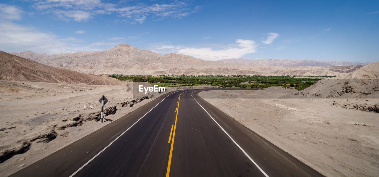 SCENIC VIEW OF ROAD BY DESERT AGAINST SKY