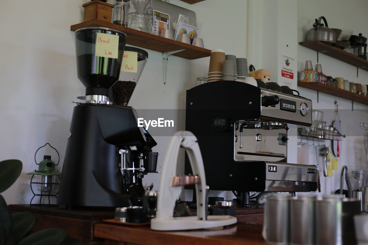 indoors, coffeemaker, espresso machine, no people, technology, machine, scientific instrument, equipment, room