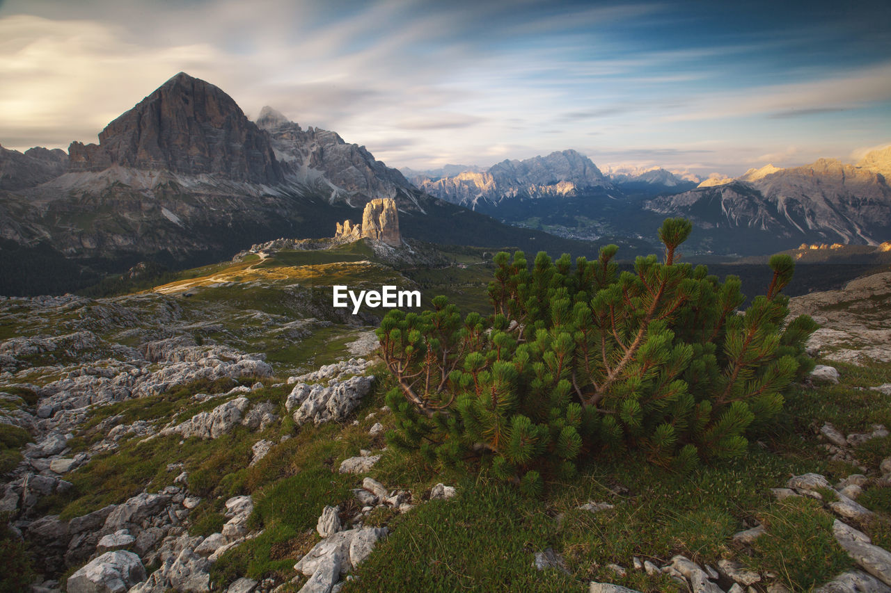 Scenic view of mountains against sky