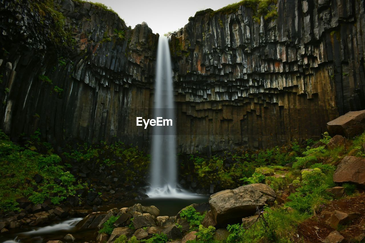 Scenic view of waterfall