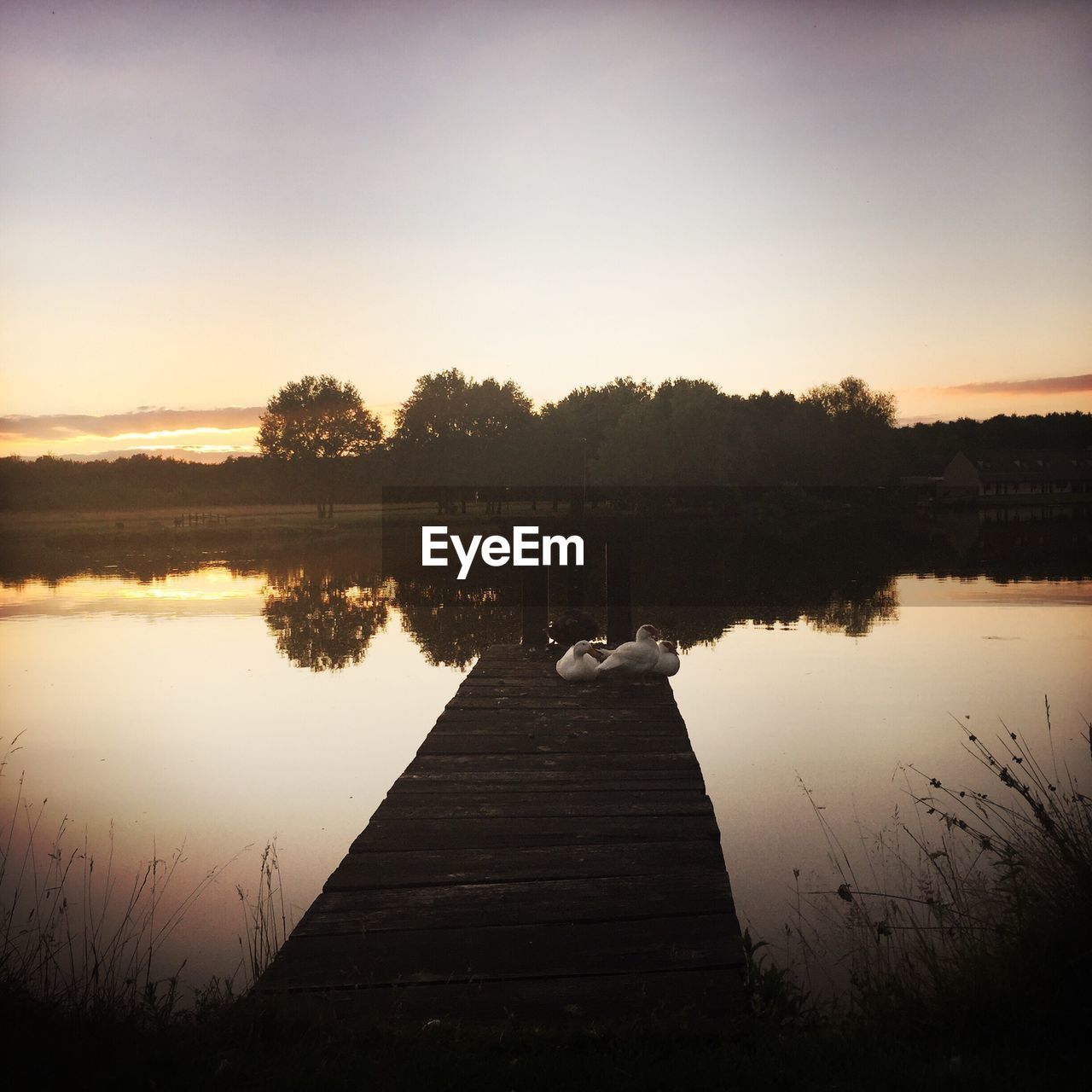 Scenic view of lake against clear sky