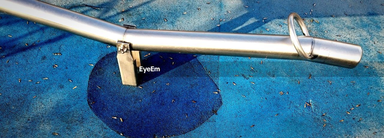 High angle view of metallic rod at playground