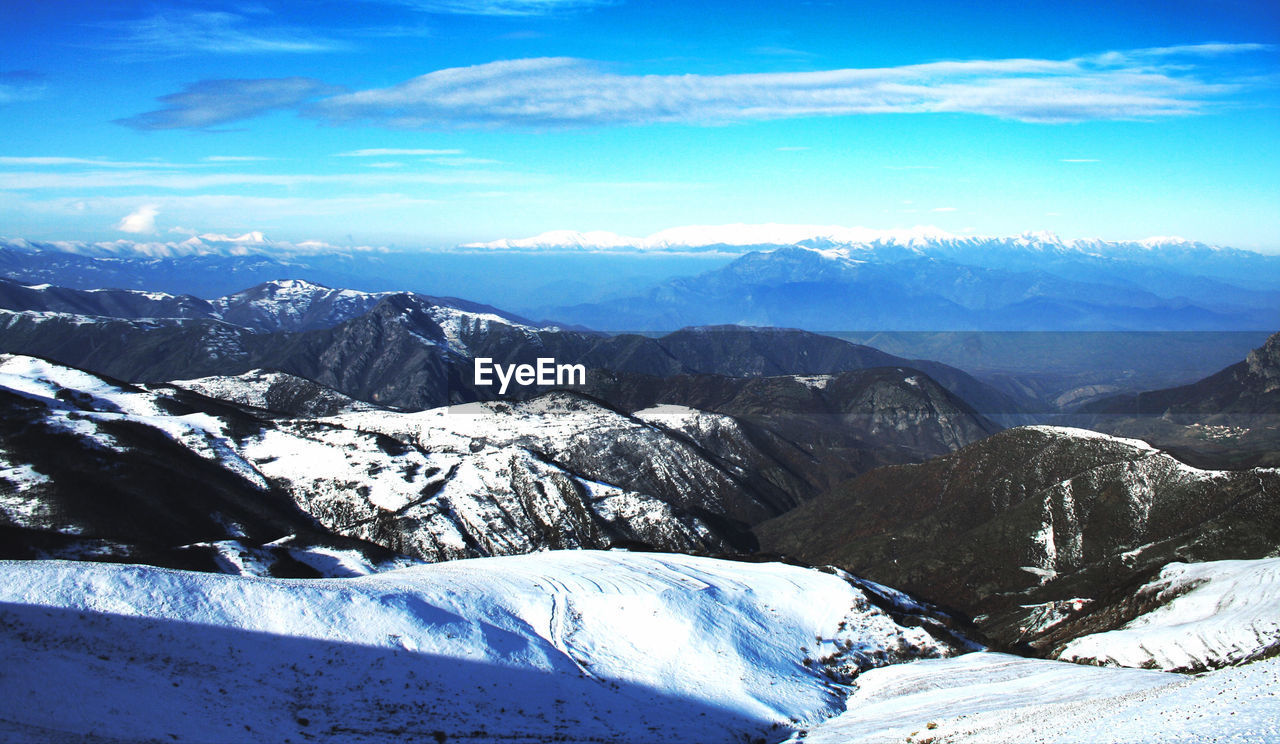 SCENIC VIEW OF MOUNTAINS AGAINST BLUE SKY