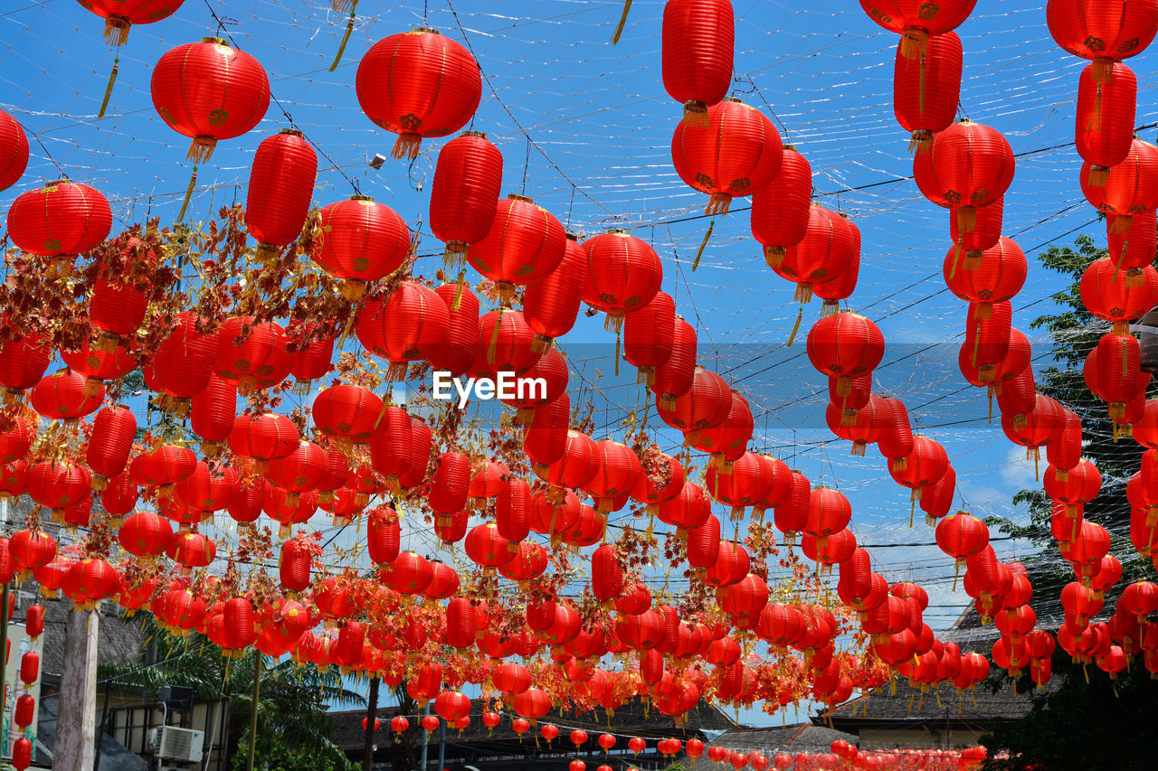 Chinese lanterns hung on the streets of solo, central java during the chinese new year 2020