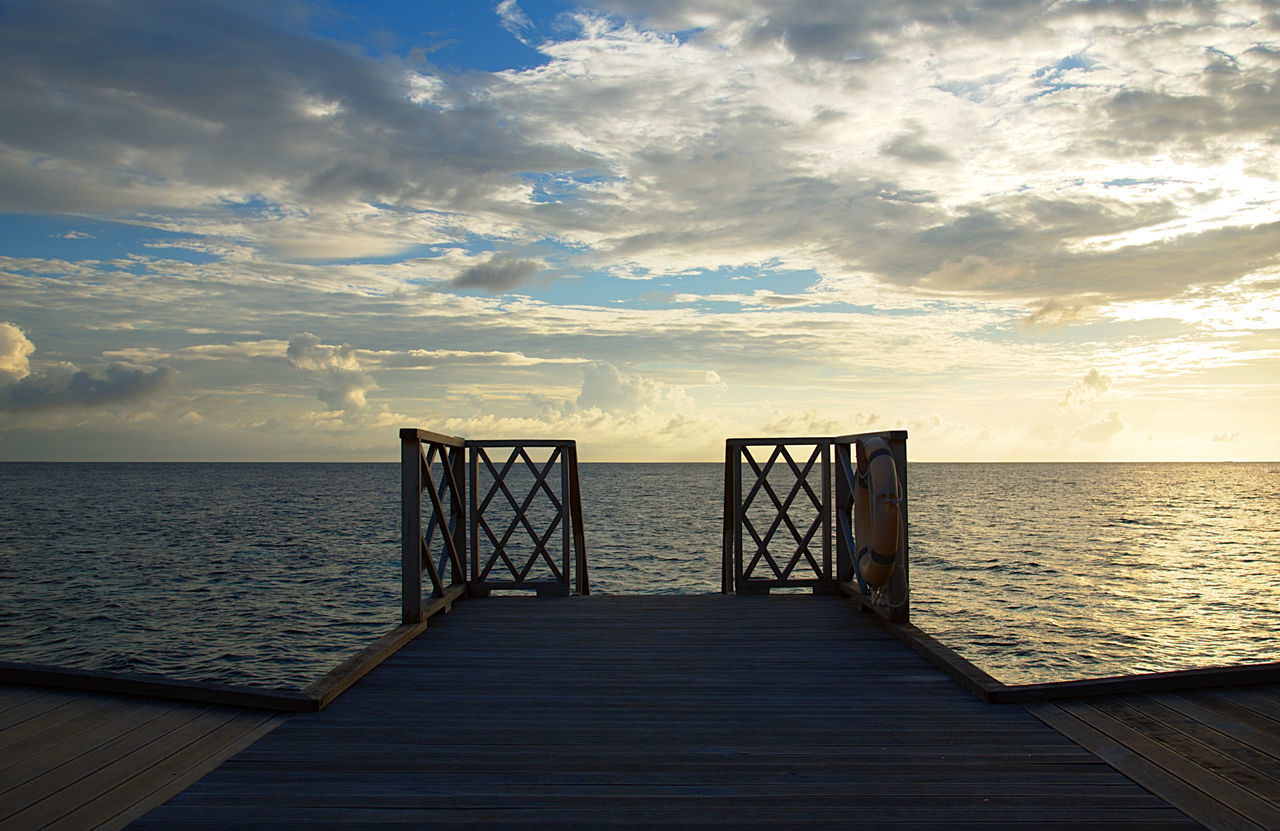 Scenic view of sea against cloudy sky