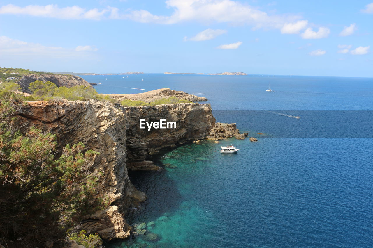 Scenic view of sea against cloudy sky