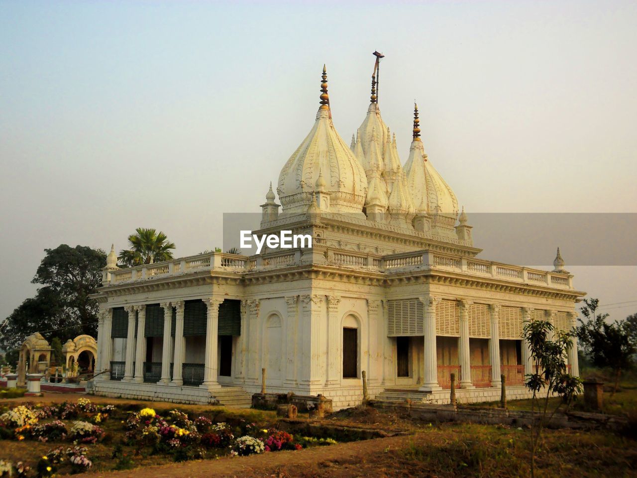 Exterior of temple against clear sky