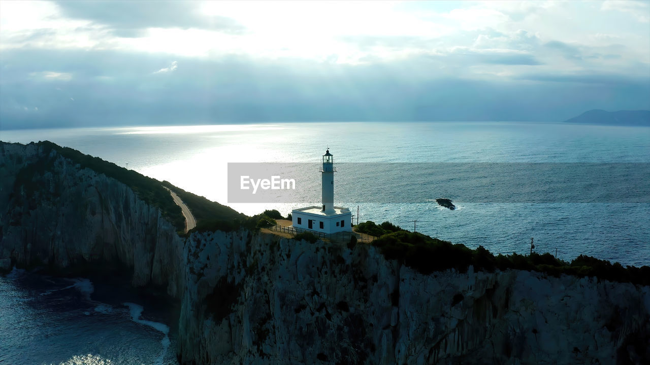 Aerial view of cape of ducato in lefkada island- greece