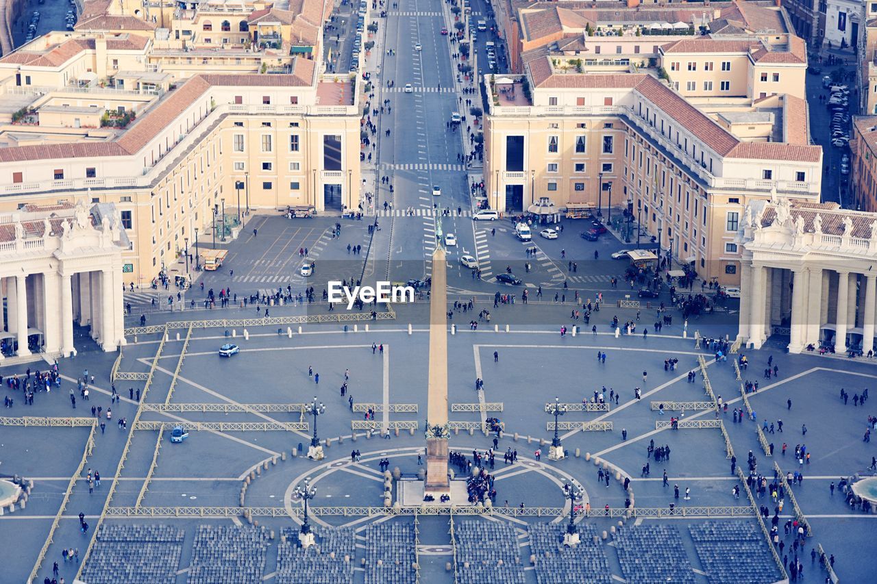 High angle view of obelisk at st peter square in city