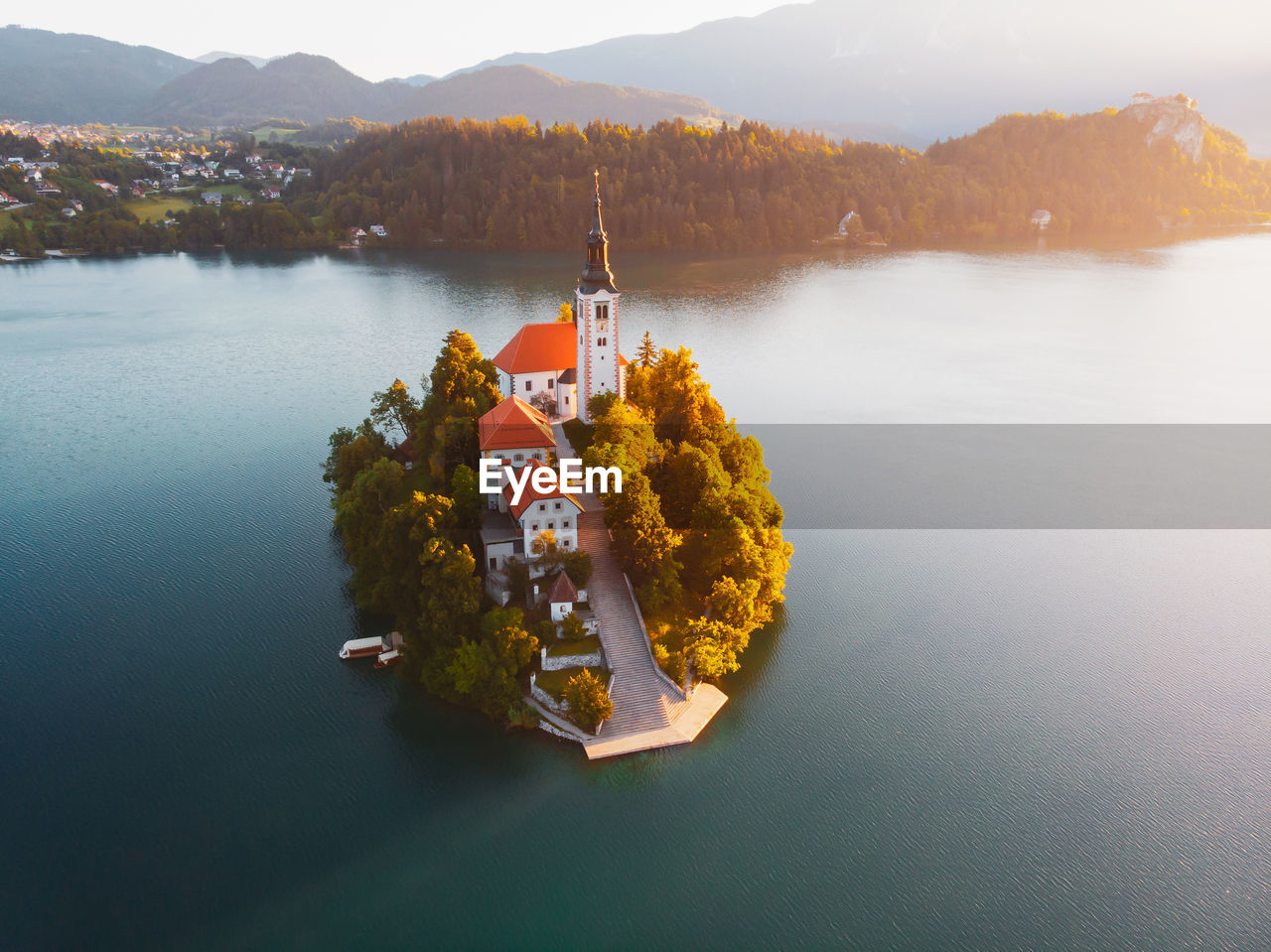 Scenic view of lake with mountain in background