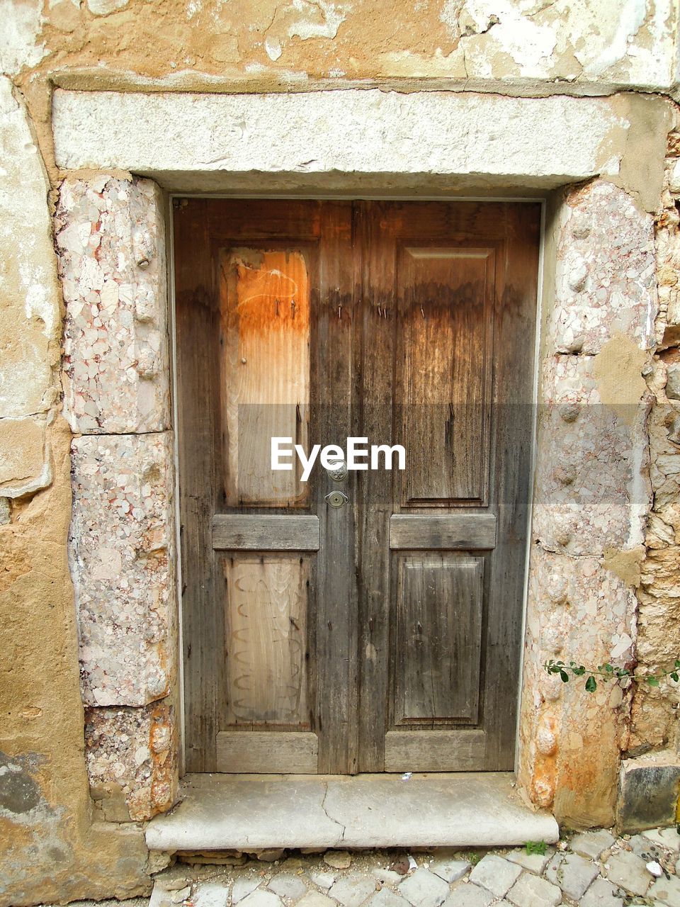 Closed door of house